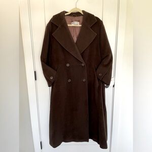 MARELLA double breasted pure wool coat in chocolate brown